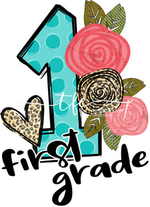 {Floral+Polka Dot} grade level tee