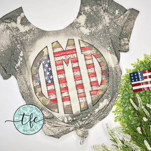 {Distressed Patriotic Monogram} adult sublimation tee