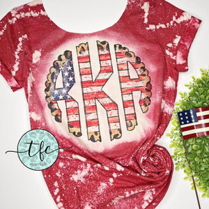 {Distressed Patriotic Monogram} adult sublimation tee