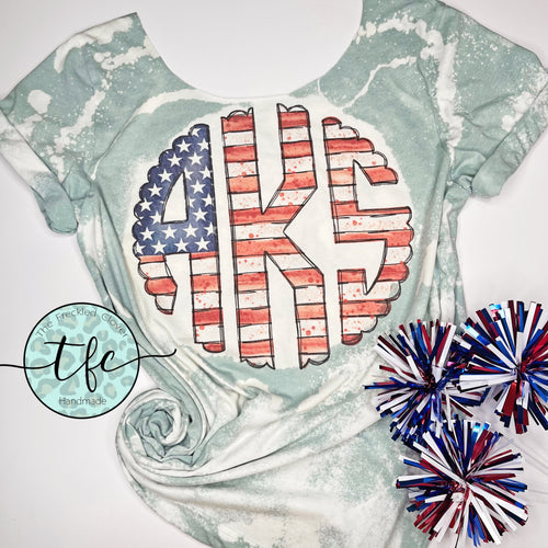{Distressed Patriotic Monogram} adult sublimation tee
