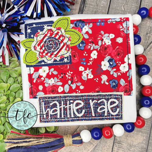 {American Floral Flag} applique tee