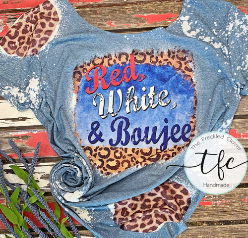 {Red, White, and Boujee} leopard peekaboo tee
