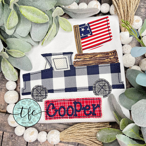 {Vintage Patriotic Truck} applique tee