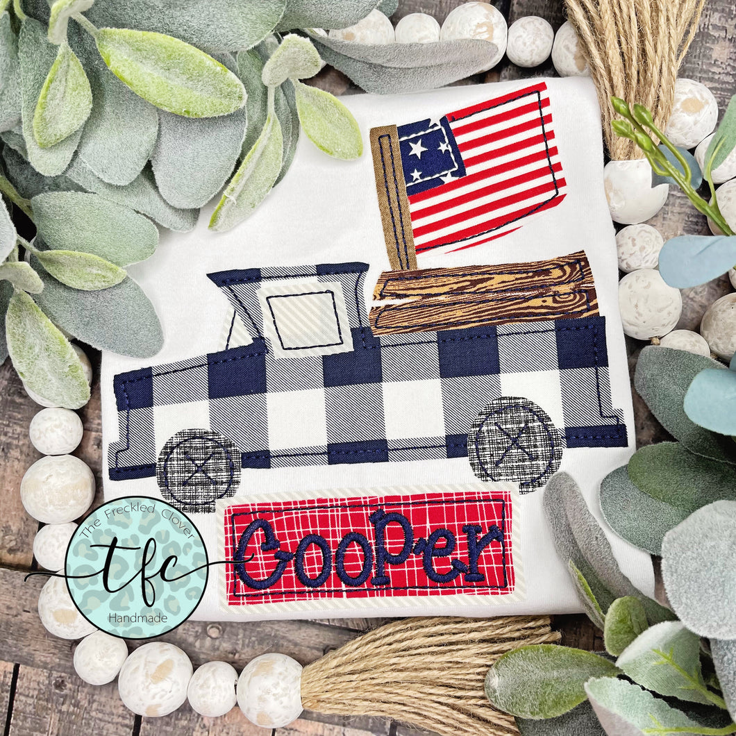 {Vintage Patriotic Truck} applique tee