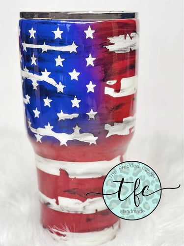 {Distressed American Flag} tumbler RTS