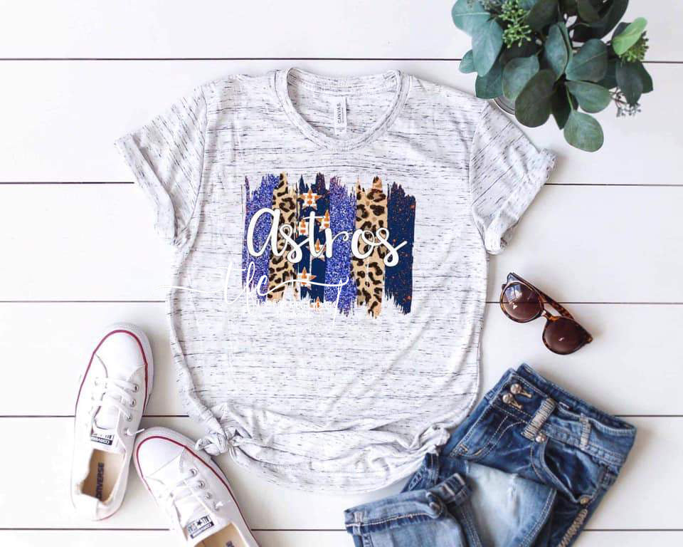 {Astros Brushstrokes} screen print tee