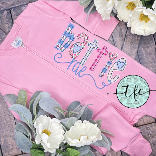 {Applique Name Footie} *multiple colors available