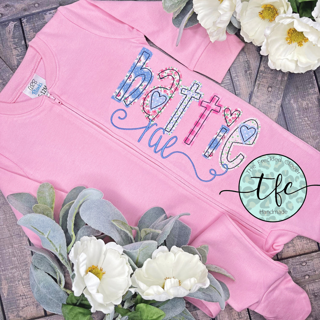 {Applique Name Footie} *multiple colors available