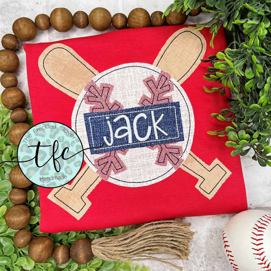 {Baseball/Softball on Bats} applique design