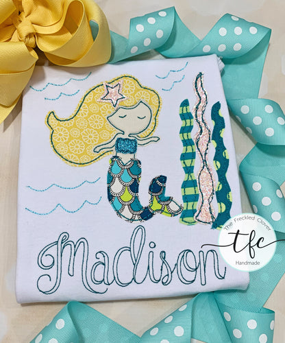 {Mermaid Vintage Applique} *color options