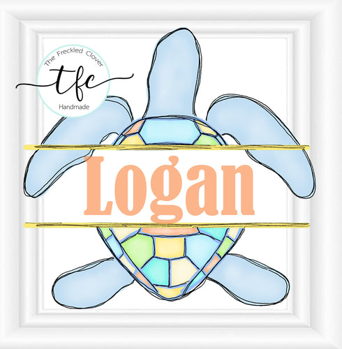 {Watercolor Split Sea Turtle}