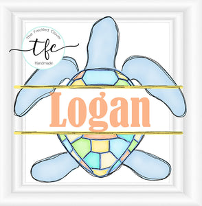 {Watercolor Split Sea Turtle}
