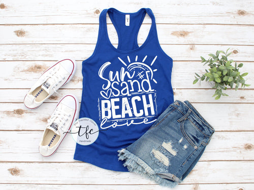 {Sun Sand Beach} screen print tee/tank