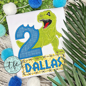 {T-Rex} Birthday Applique Tee