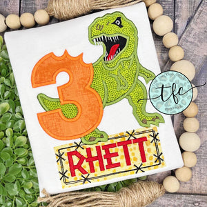 {T-Rex} Birthday Applique Tee