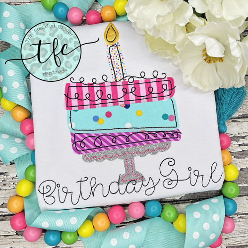 {Whimsy Birthday Girl} applique tee