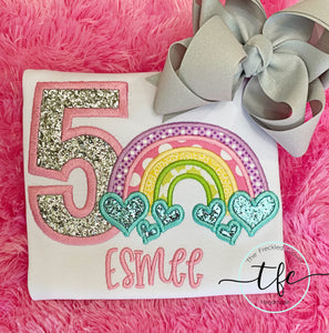 {Whimsy Rainbow} Applique tee