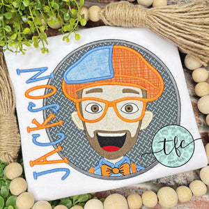 {Blippi Birthday} applique tee