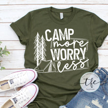 Load image into Gallery viewer, {Camp More, Worry Less} Tent screen print tee