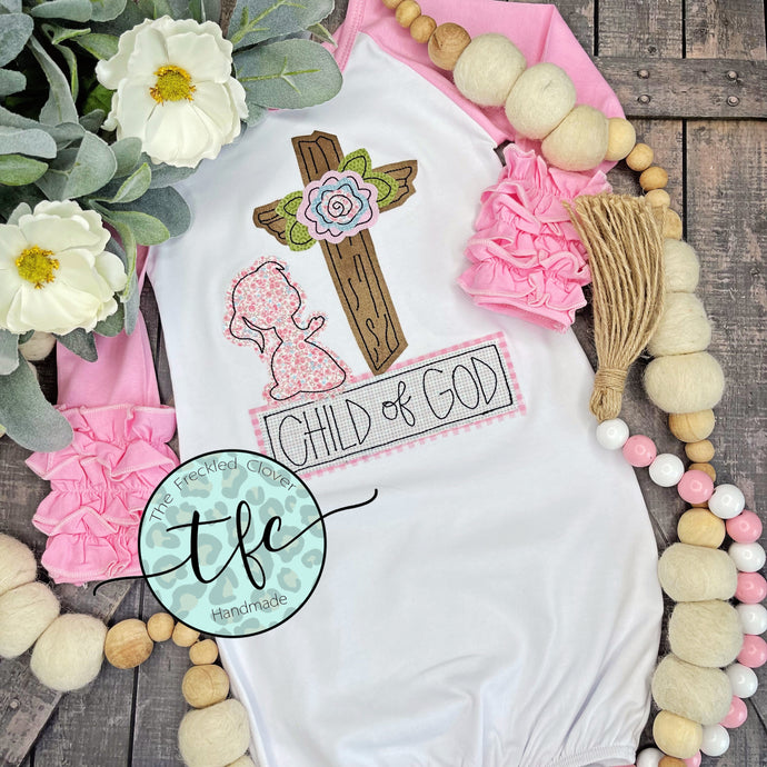 {Child Of God} Girl's applique tee
