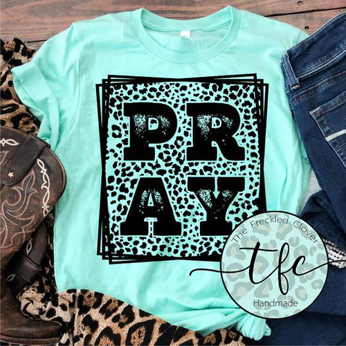 {PRAY} leopard screen print tee