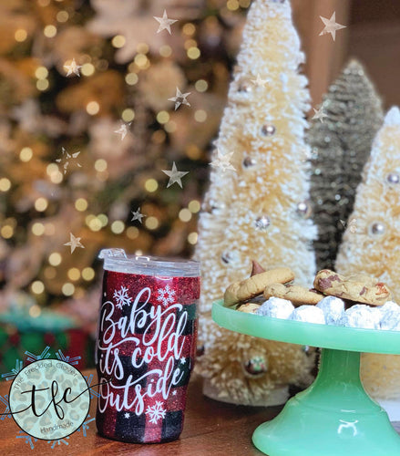 {Baby it's cold outside} buffalo plaid tumbler