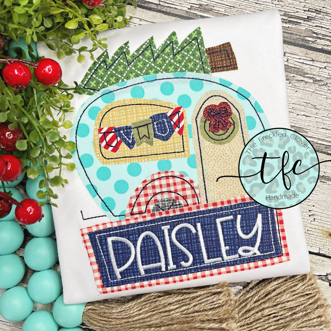 {Holiday Camper} applique tee