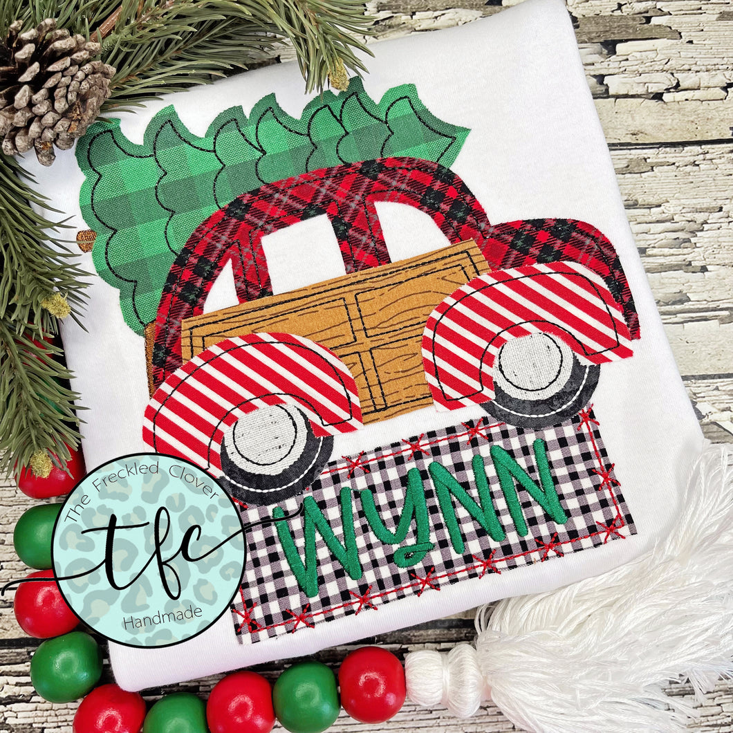 {Christmas Car + Tree} applique tee