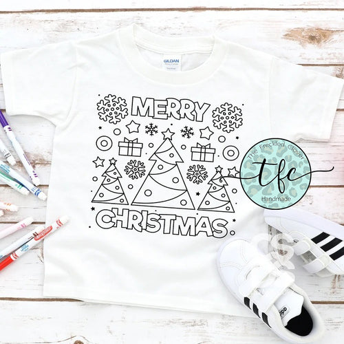 {Merry Christmas Coloring Page} youth unisex tee