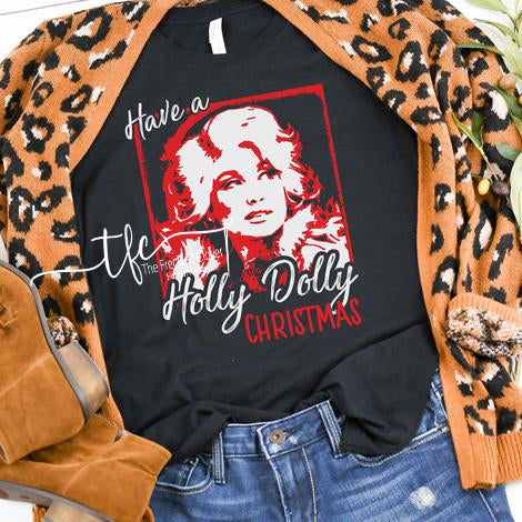 {Holly Dolly Christmas} screen print tee