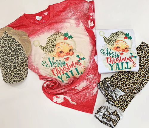{Leopard Santa, Y'all} youth tee