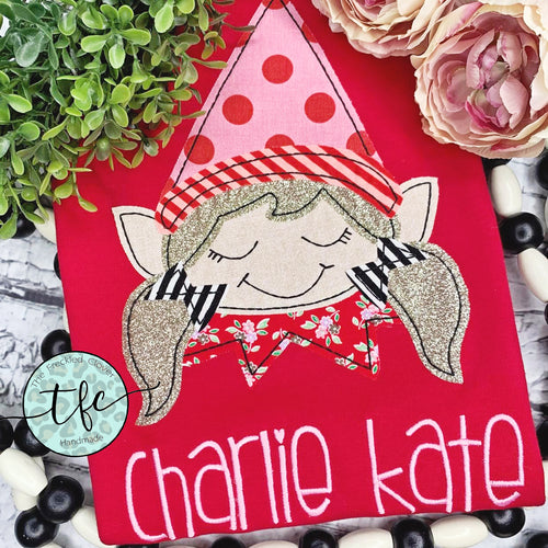 {Holiday Elf- boy/girl options} applique tee