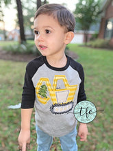 Load image into Gallery viewer, {Christmas Excavator} applique raglan