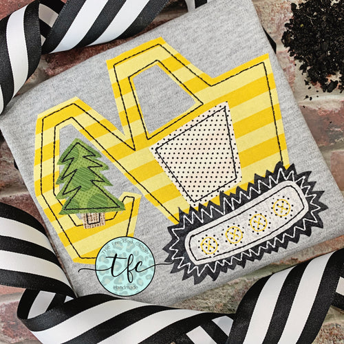 {Christmas Excavator} applique raglan