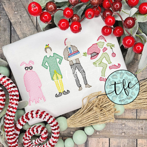 {Christmas Friends- unisex} sketch embroidery tee