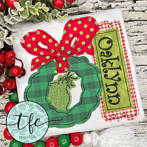{Mean One Wreath Peeker} applique tee