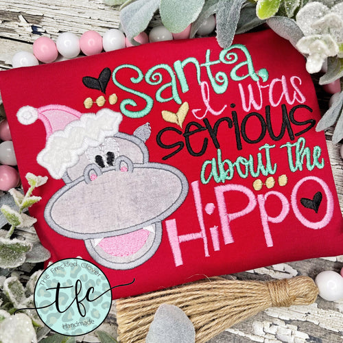 {Christmas Hippo} applique tee