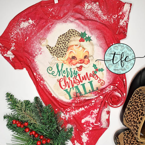 {Leopard Santa, Y'all} distressed tee