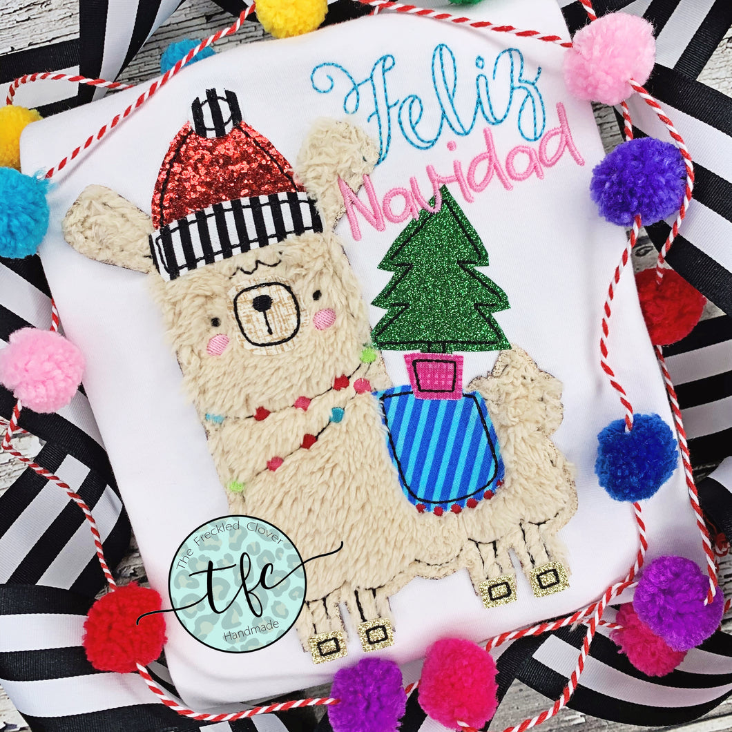 {Christmas Llama} applique design