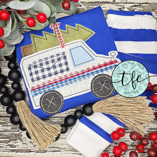 {Christmas Mail Truck} applique tee