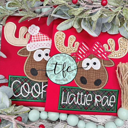 {Christmas Moose} applique tee