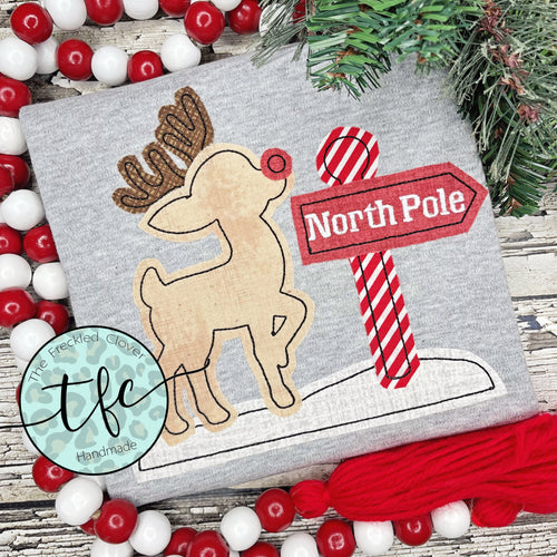 {Rudolph North Pole- unisex} applique tee