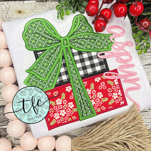 {Christmas Presents w/Big Bow} applique tee