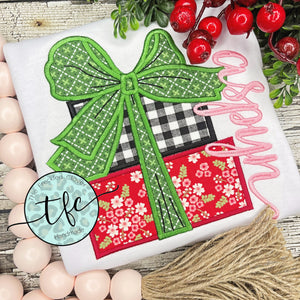 {Christmas Presents w/Big Bow} applique tee