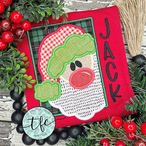 {Santa Peeker} applique tee