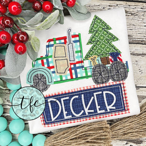 {Holiday Semi Truck} applique tee