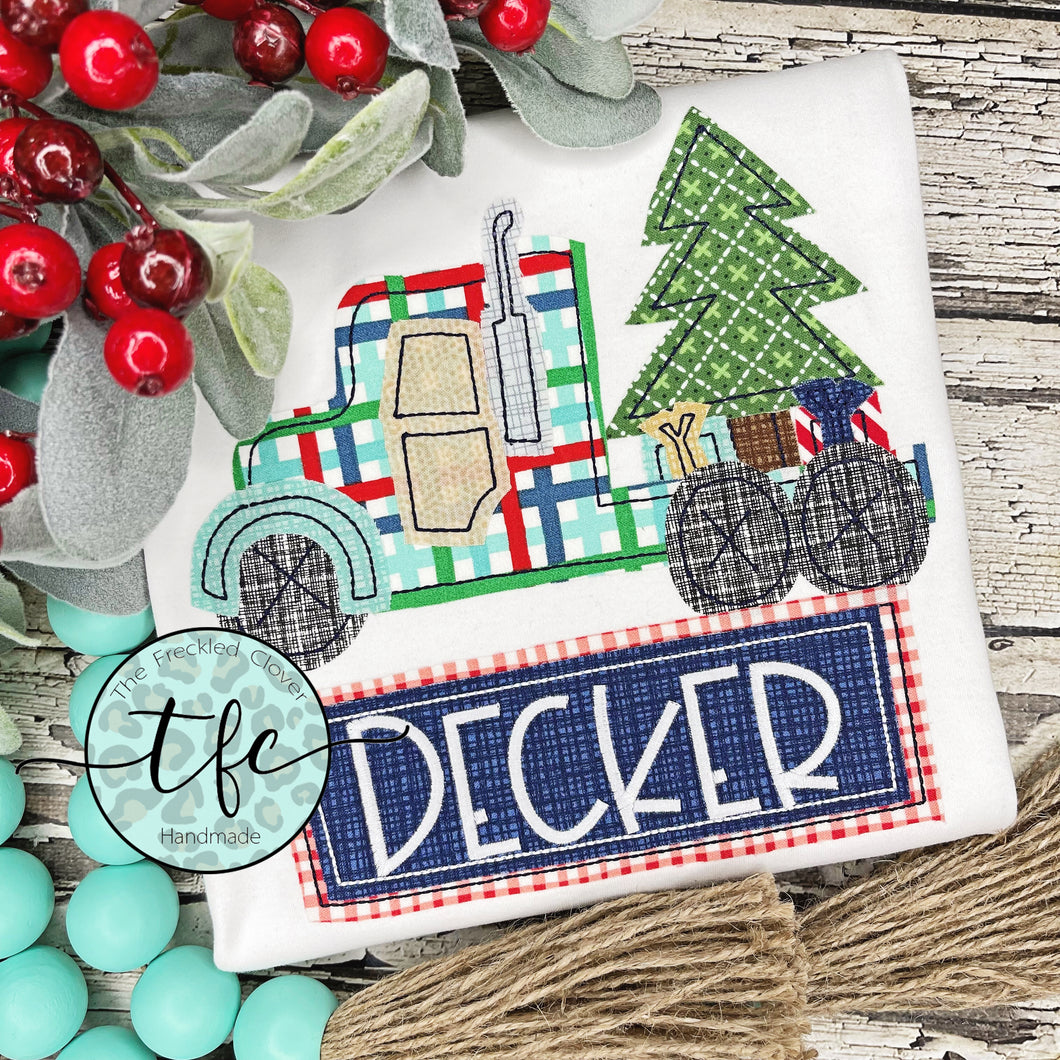 {Holiday Semi Truck} applique tee