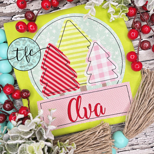 {Snow Globe- Christmas Trees} applique tee