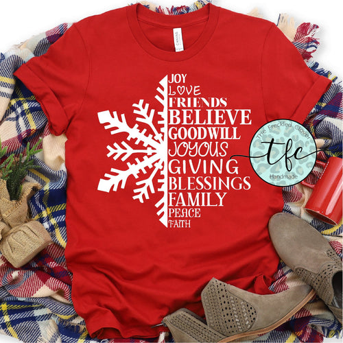 {Christmas Snowflake Typography} screen print tee