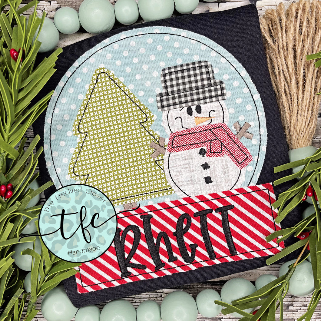 {Snow Globe- Snowman} applique tee